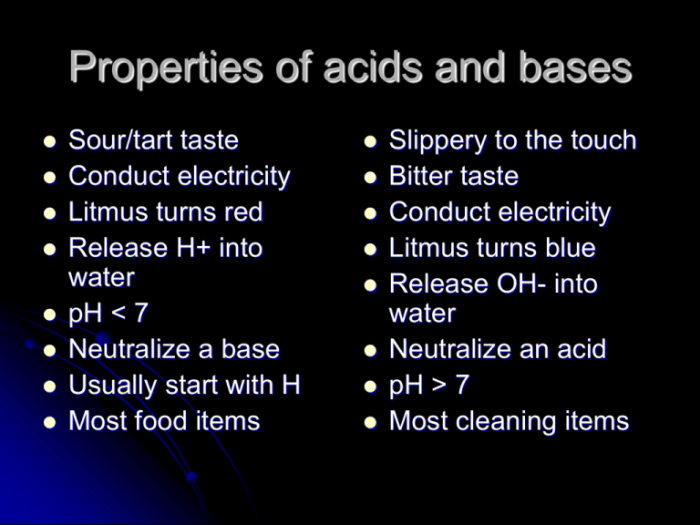 Section 8.3 properties of acids and bases