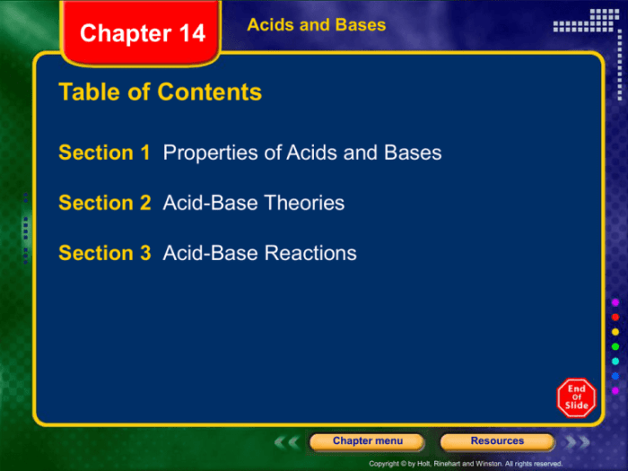 Section 8.3 properties of acids and bases