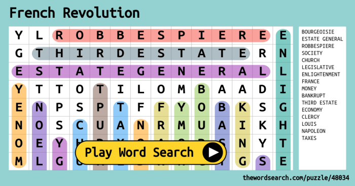 French revolution word search answer key