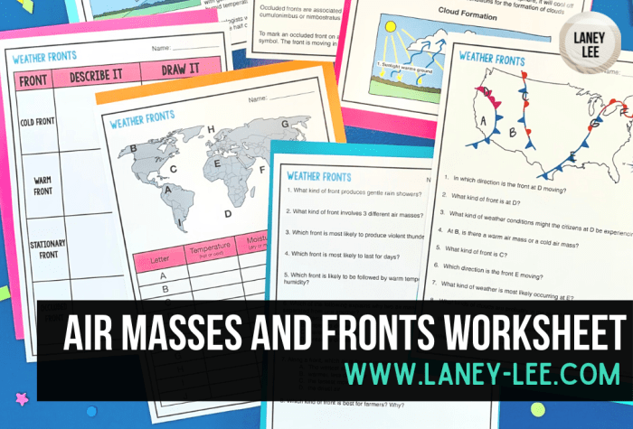 Air fronts worksheet answer key