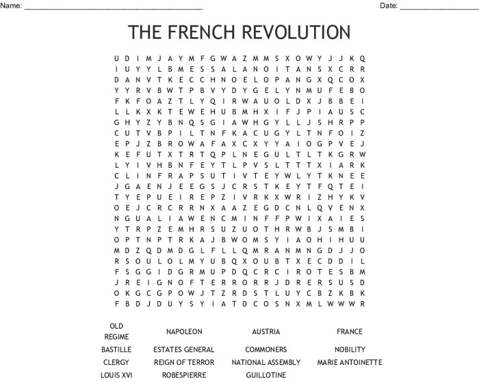 French revolution word search answer key