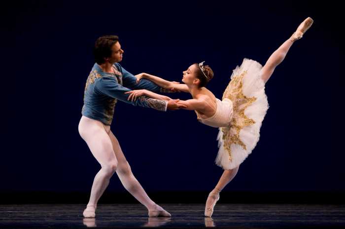 An elegant dance performed in pointe shoes